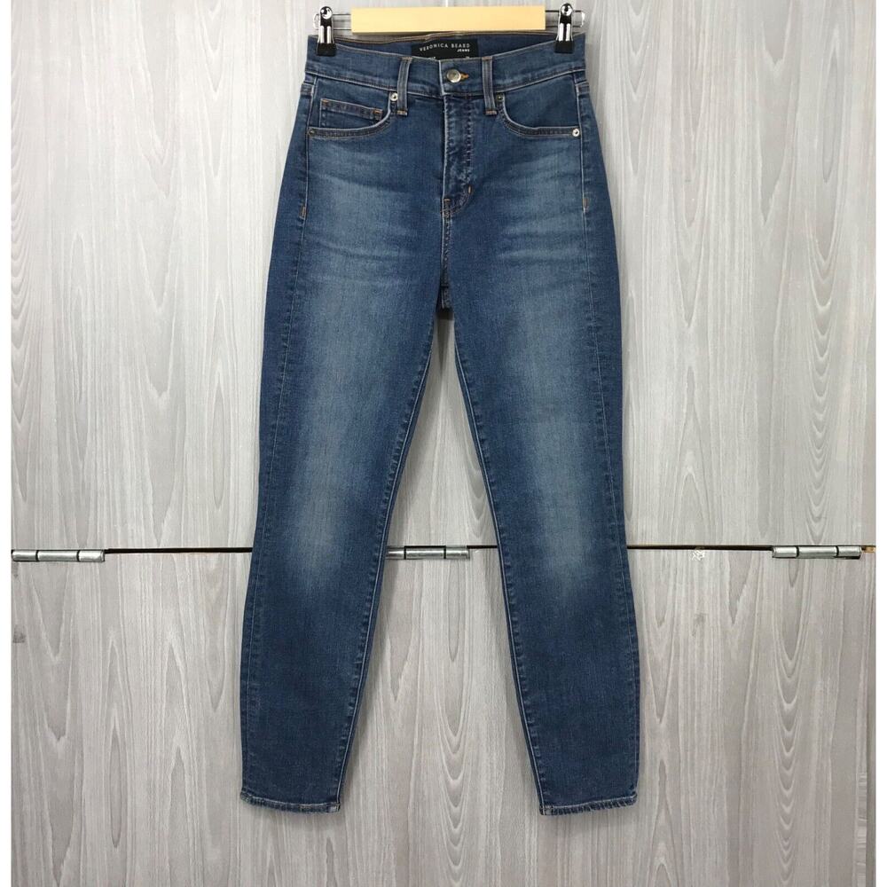 Veronica Beard Women's Debbie Ankle Skinny High Rise Jeans Size: 25 Stretch Blue